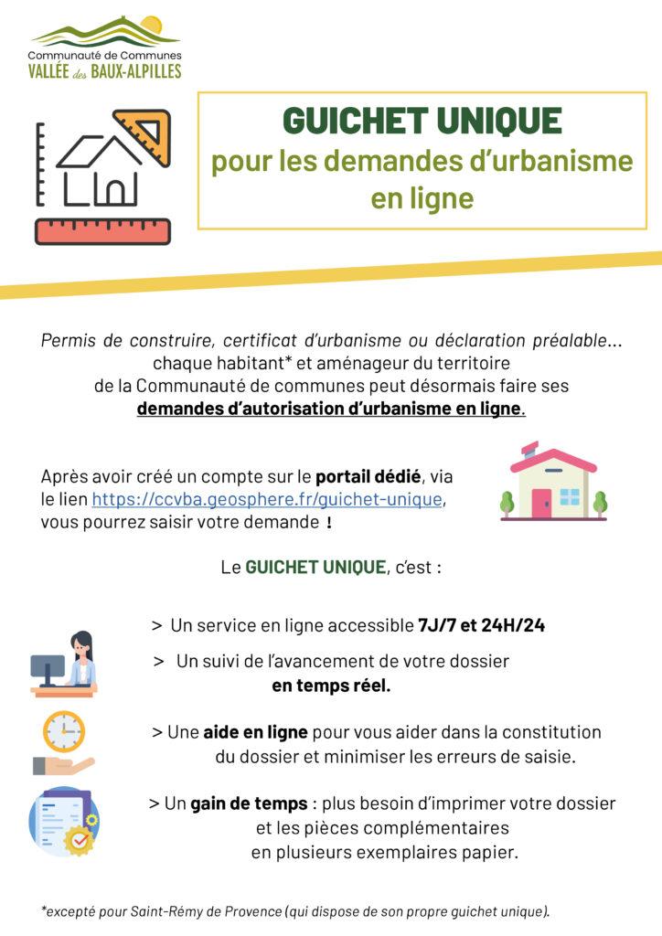 Affiche du guichet unique pour les demandes d'urbanisme en ligne - Agrandir l'image, fenêtre modale