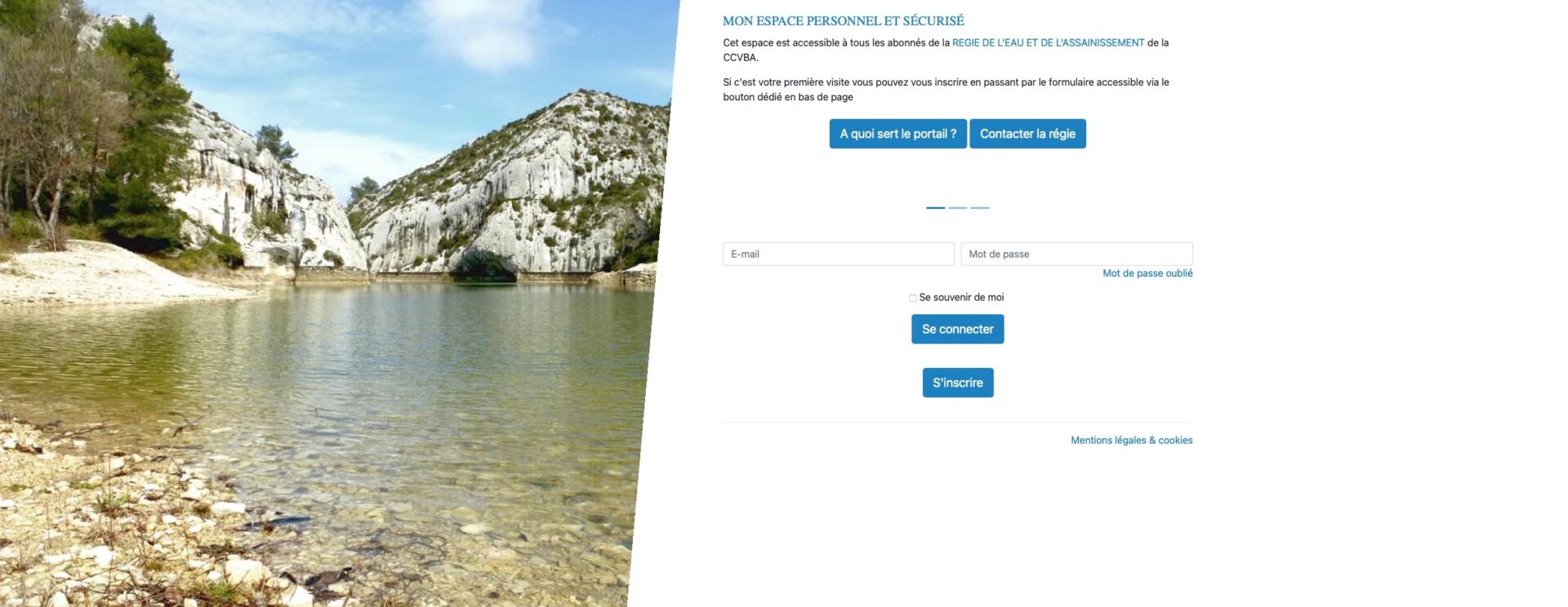 Capture d'écran portail eau et assainissement