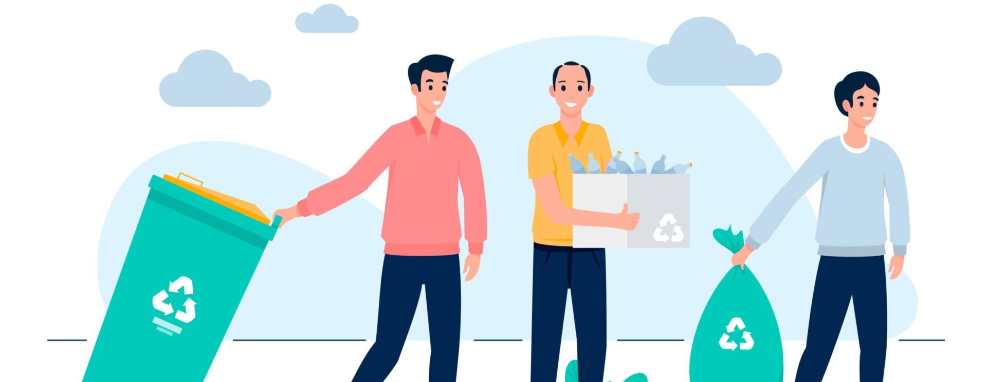 Dessin représentant des personnages jetant leurs déchets