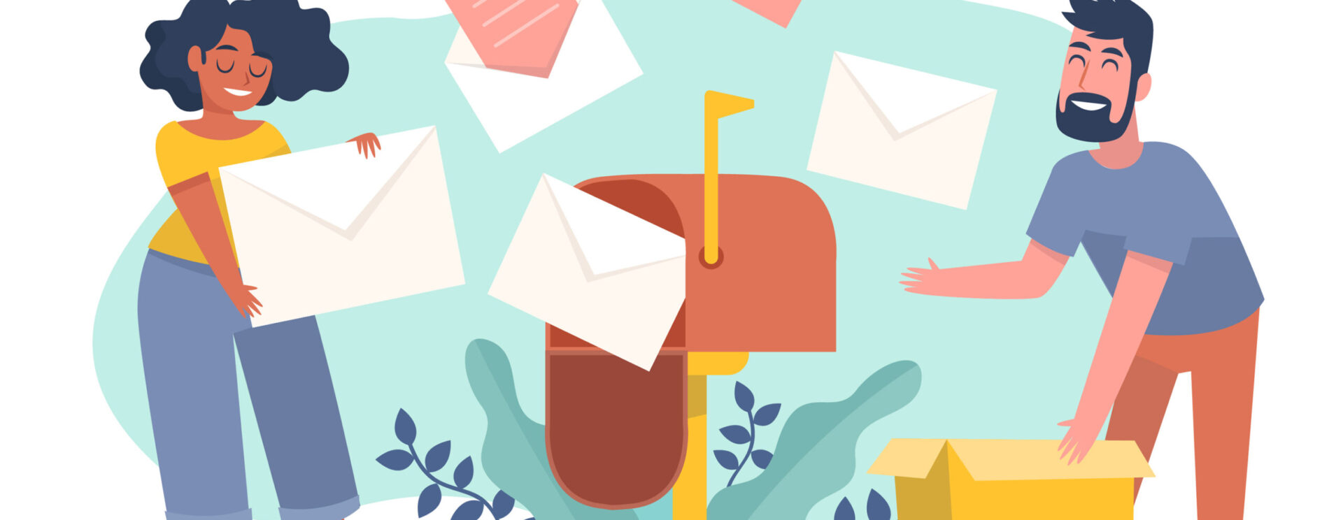 Dessins illustrant trop de courriers dans la boite aux lettres