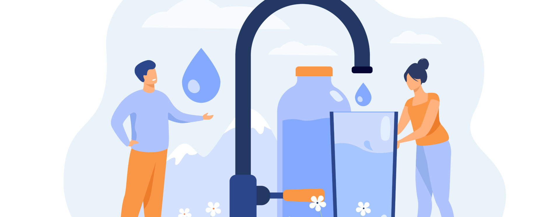 Dessin de l'eau qui sort du robinet