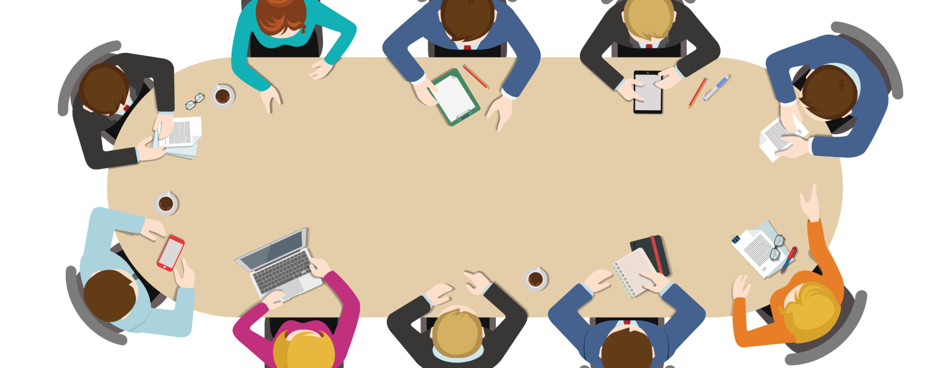 Dessin illustrant une réunion