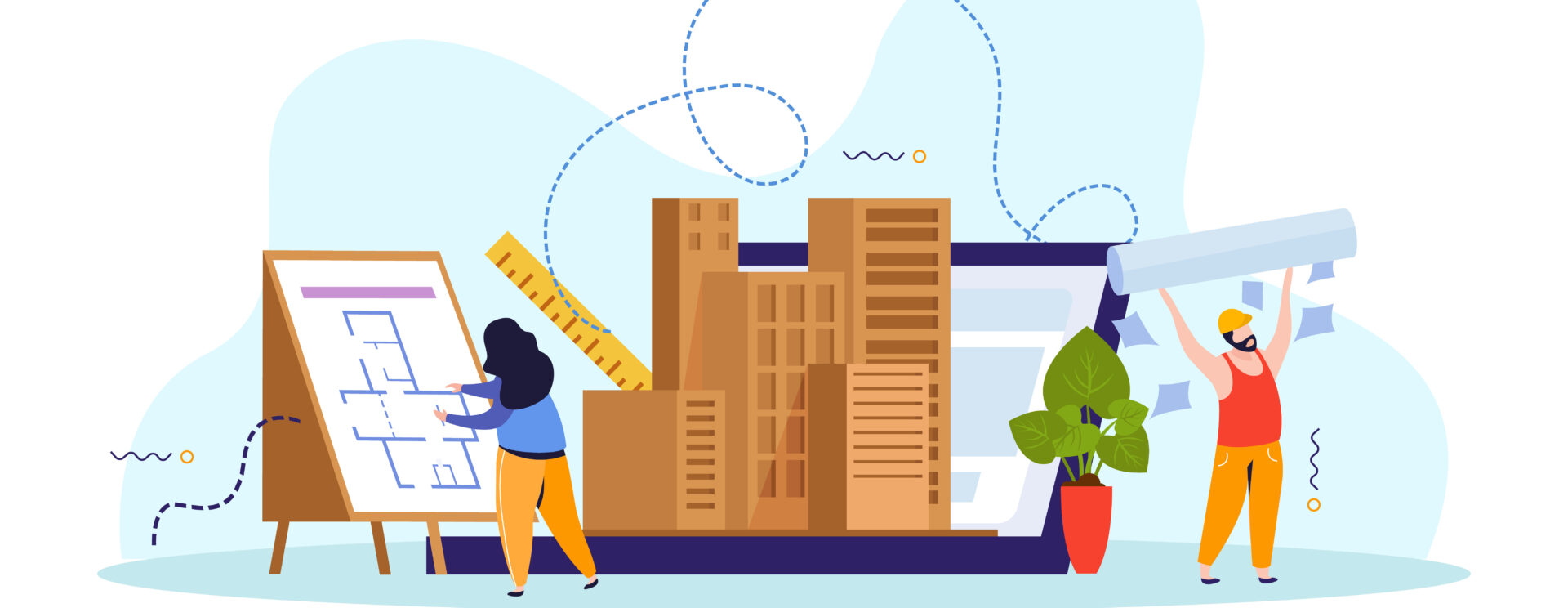 Dessin représentant un bureau d'urbanisme